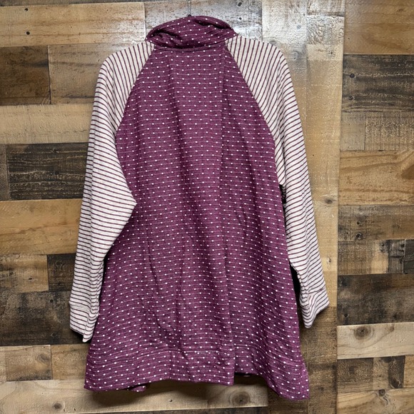 NWT Maurices 3X Purple Polka Dot Striped Sleeve Quarter Zip Pullover Sweatshirt - Picture 7 of 9